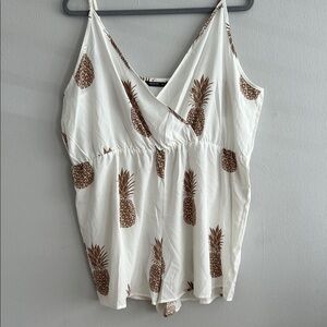 SHEIN White and Brown Pineapple Print Camisole
